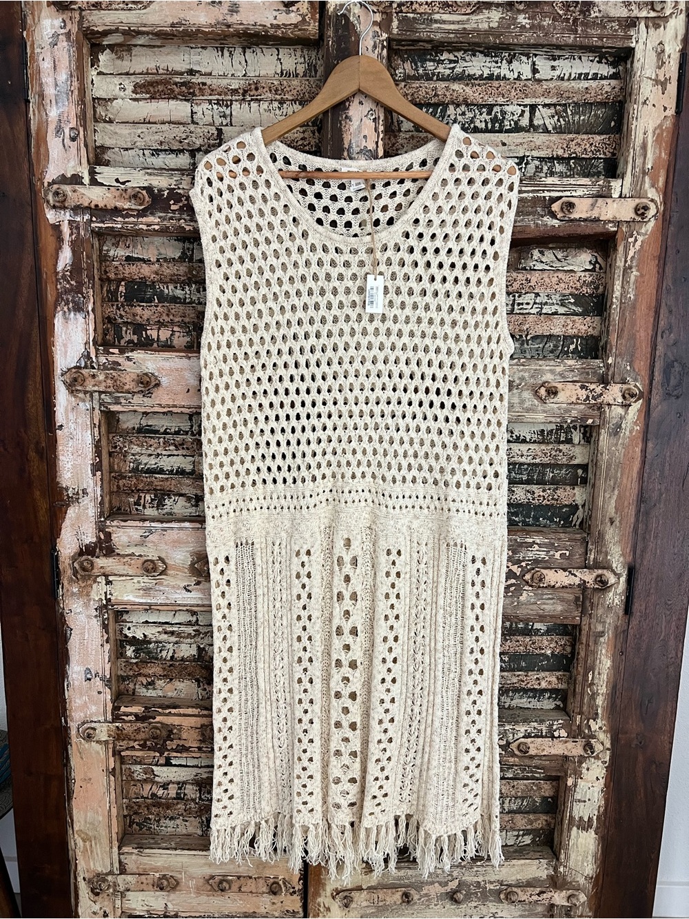 WORLD MARKET • NWT bohemian crochet knit tank dress ONE SIZE